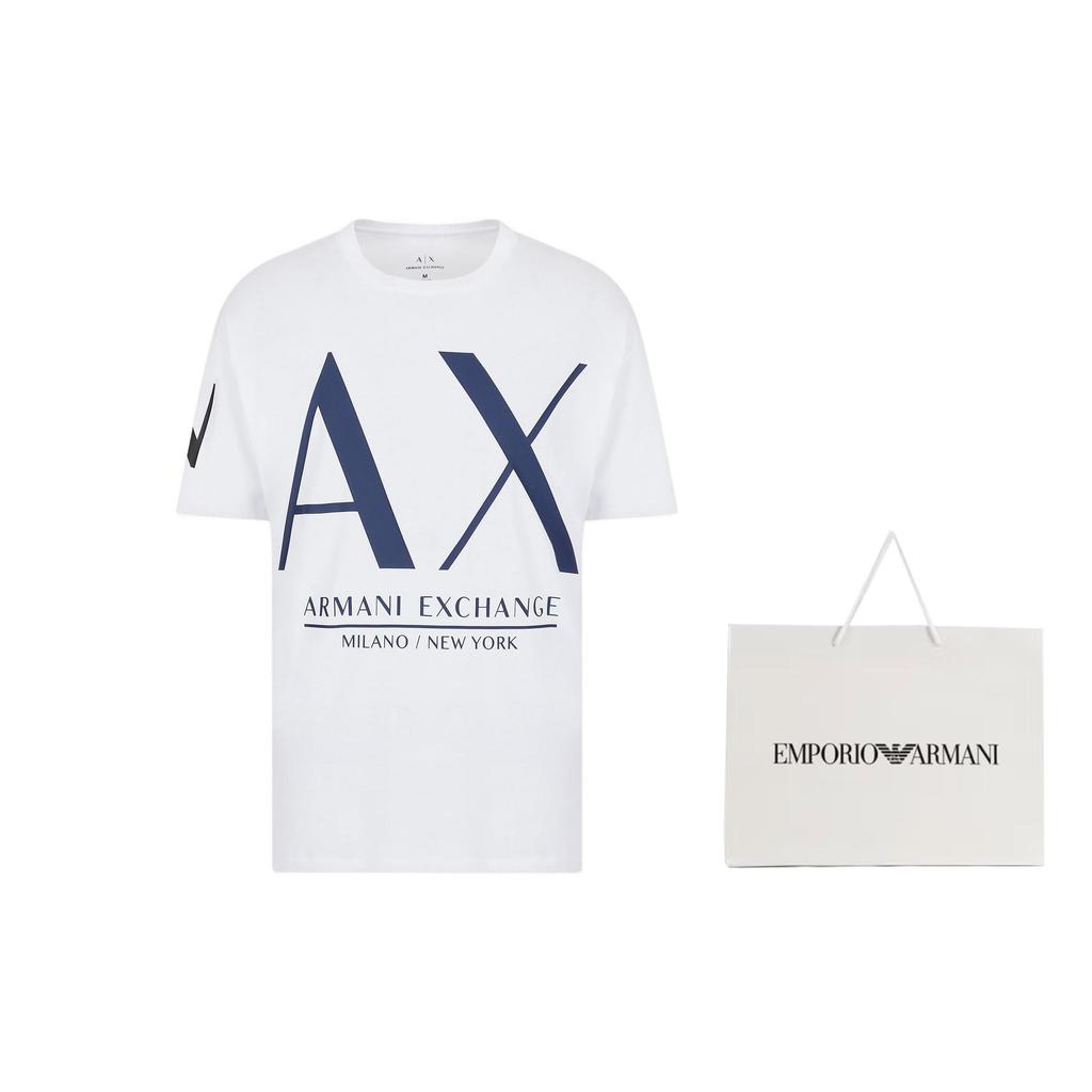 Armani Exchange T-Shirts Men's White Crew Neck Moderate Straight Fit 3LZTLF-ZJ9AZ-1100