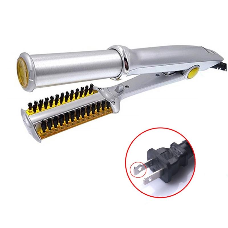 2-in-1 Hair Straightener and Curler for Styling Flat Iron Bangs Hairdressing Tool with 360° Rotating Power Cord