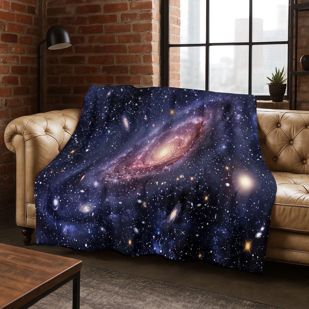 Dreamy Galaxy Universe Space Stars Black Hole Earth Flannel Blanket,Cozy Soft Throw Blanket for Home Bedroom Bed Sofa Cover Gift