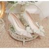 Silver Wedding Shoes Bridal Shoes 2025 New White Main Wedding Dress Xiuhe Crystal Shoes Fairy Style High Heels Female Stiletto