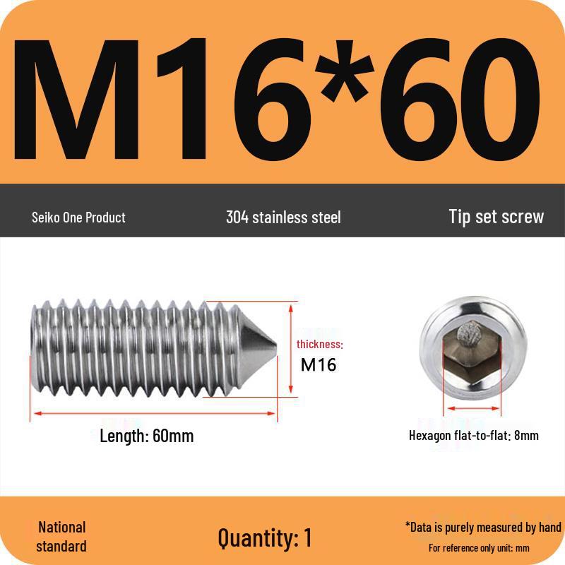 304 Stainless Steel Internal Hex Set Screw | Headless Grub Screw M2-M16