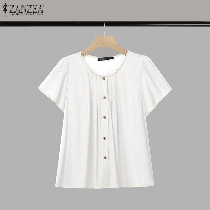 ZANZEA Women Casual Round Neck Summer Short Sleeve T-Shirts