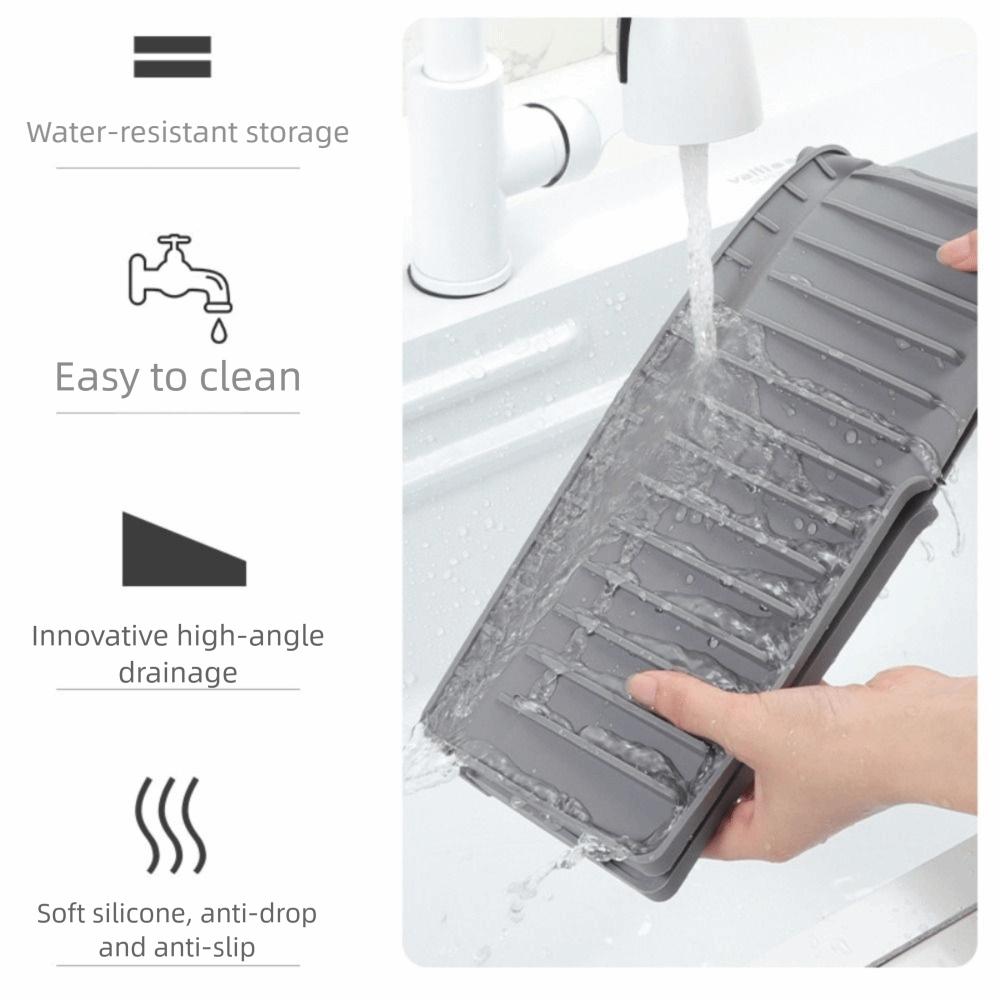 Silicone Sink Drain Pad Foldable Sink Draining Mat Multipurpose Water Retaining Pad Kitchen