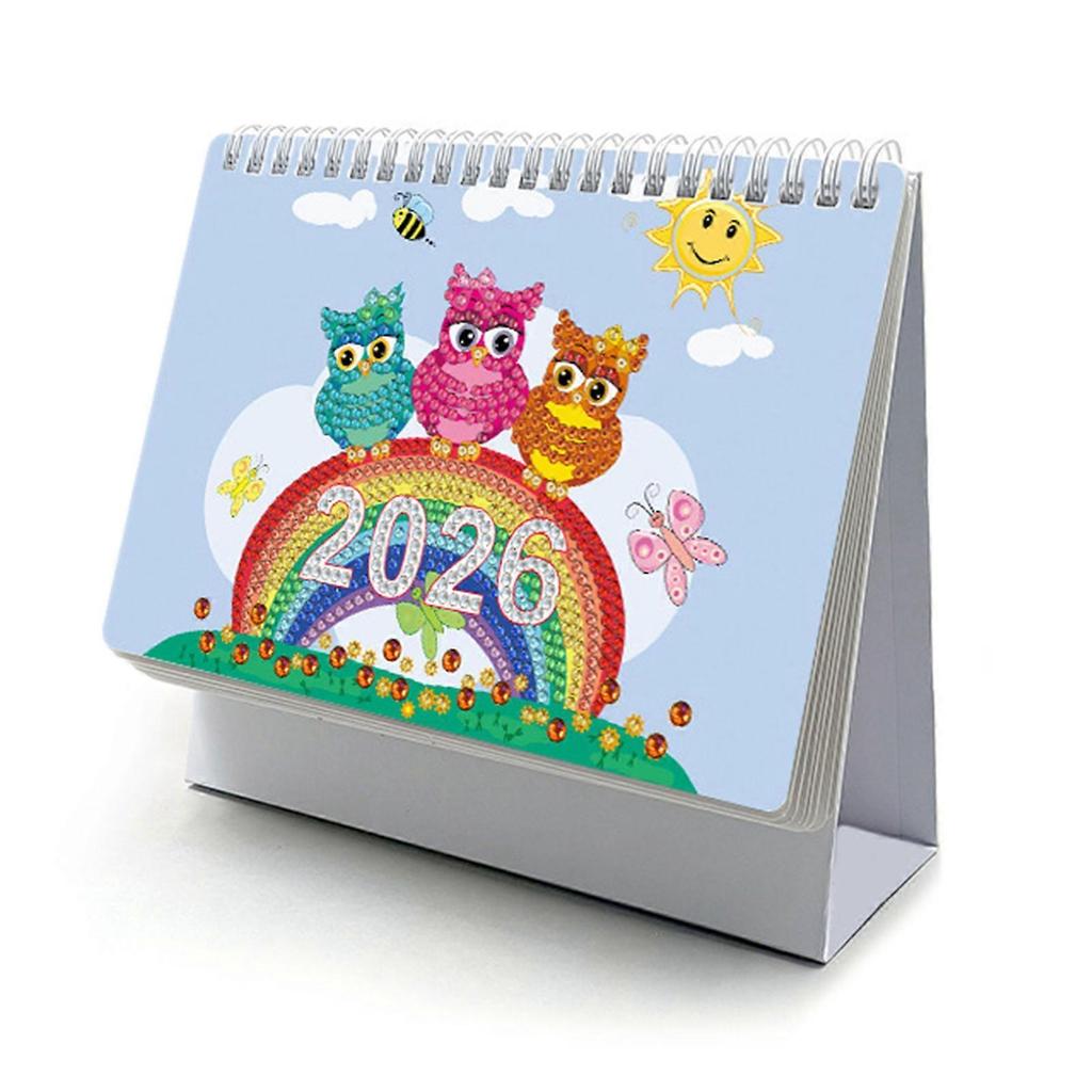 DIY Diamond Painting Calendar 2026, Desktop Calendar for Home Office, Cartoon Diamond Painting Art Kit Gift for Kids Adults