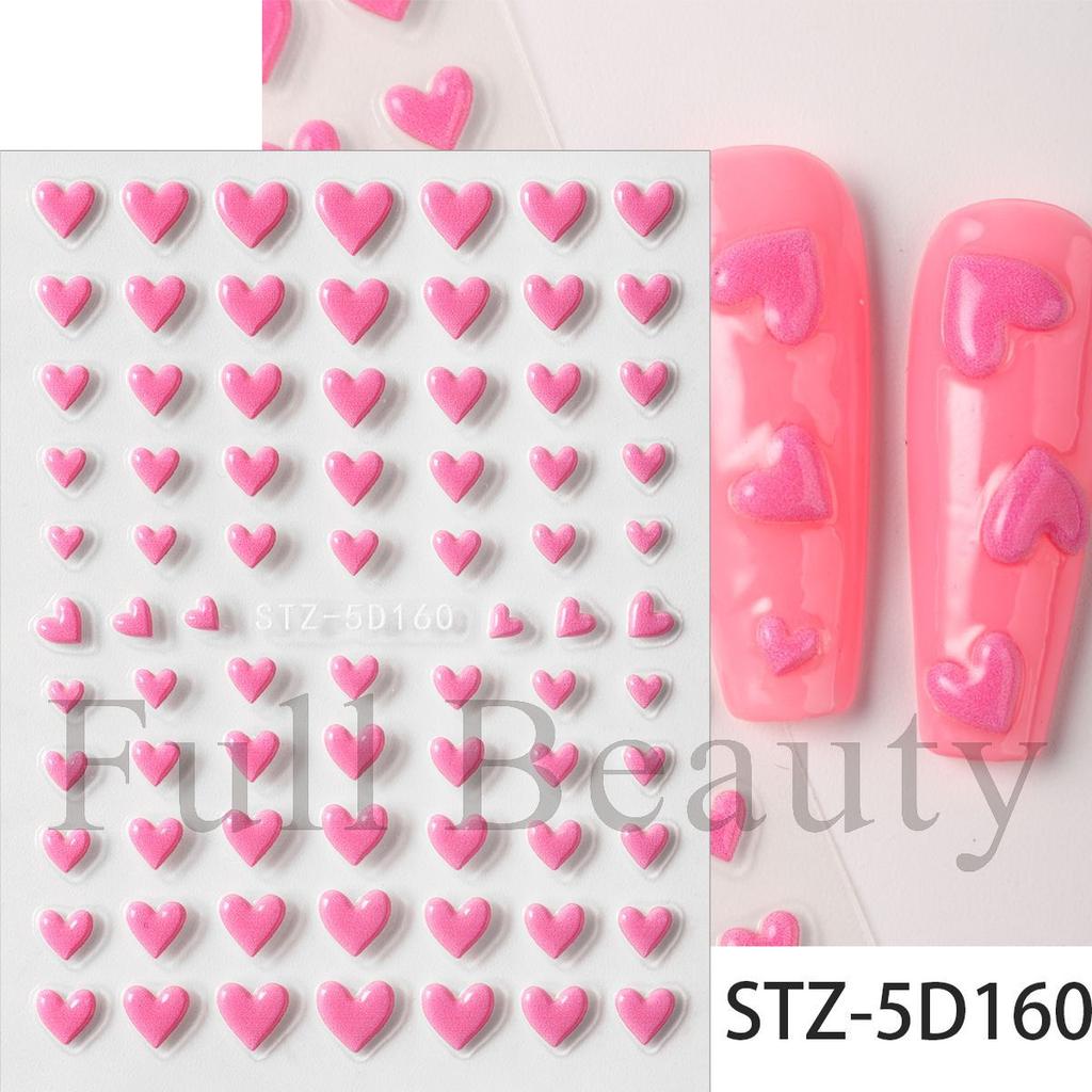 5D New Embossed Nail Art Sticker Valentine's Day Romantic Love Heart Nail Art Sticker