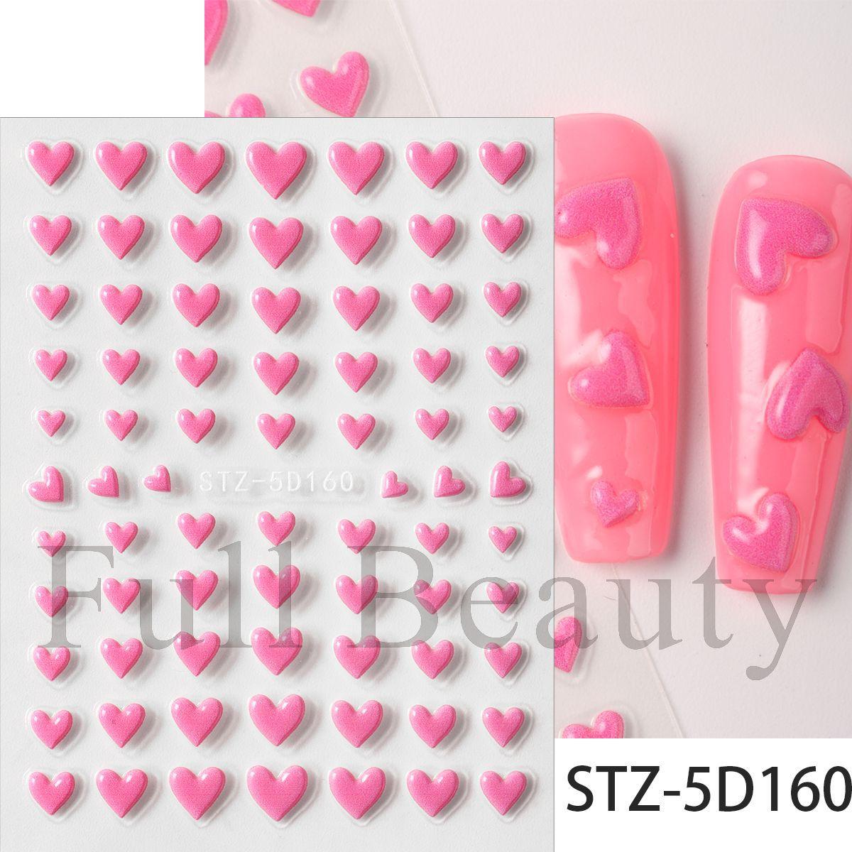 5D New Embossed Nail Art Sticker Valentine s Day Romantic Love Heart Nail Art Sticker
