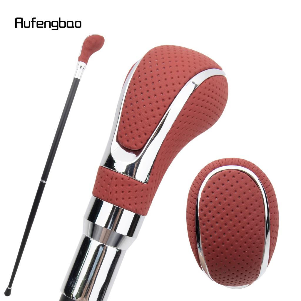 Roter Leder-Silber-Gehstock, modischer dekorativer Gehstock, Gentleman, eleganter Cosplay-Gehstock, 92 cm