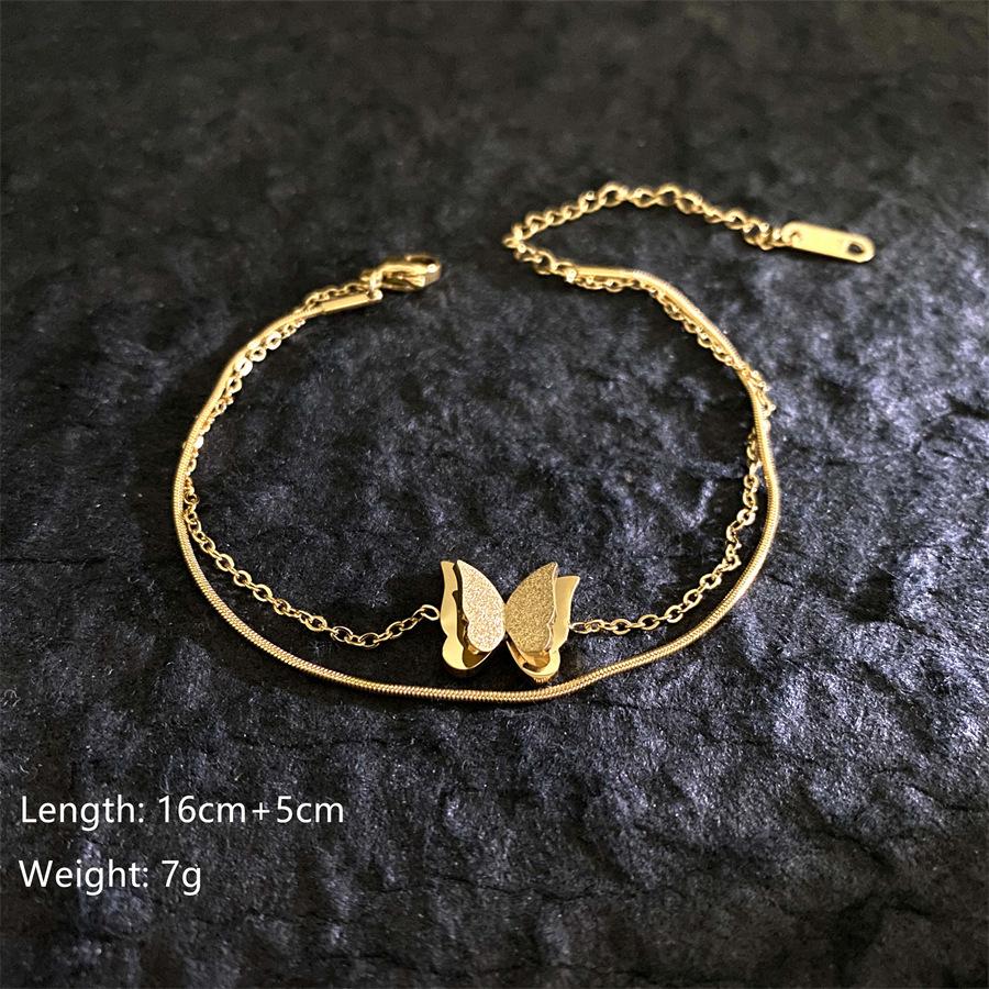 Four-leaf Clover Bracelet Titanium Steel Fashionable Roman Numeral Butterfly Bracelet