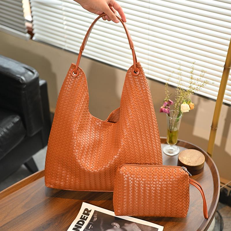 

Vintage Woven Large Capacity Women s Shoulder Tote Bag - Casual & Stylish коричневий