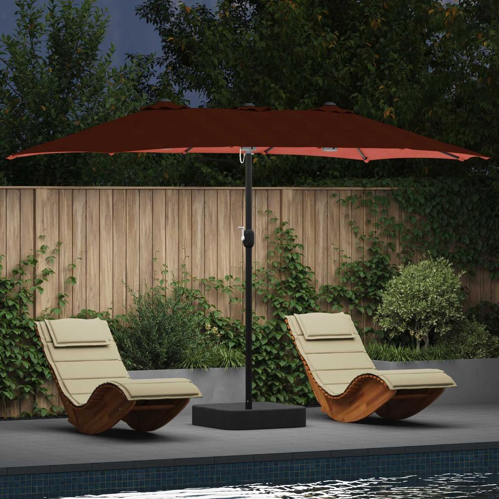 Garden Sun Umbrella Terracotta 385 X 209 X 244 Cm Polyester