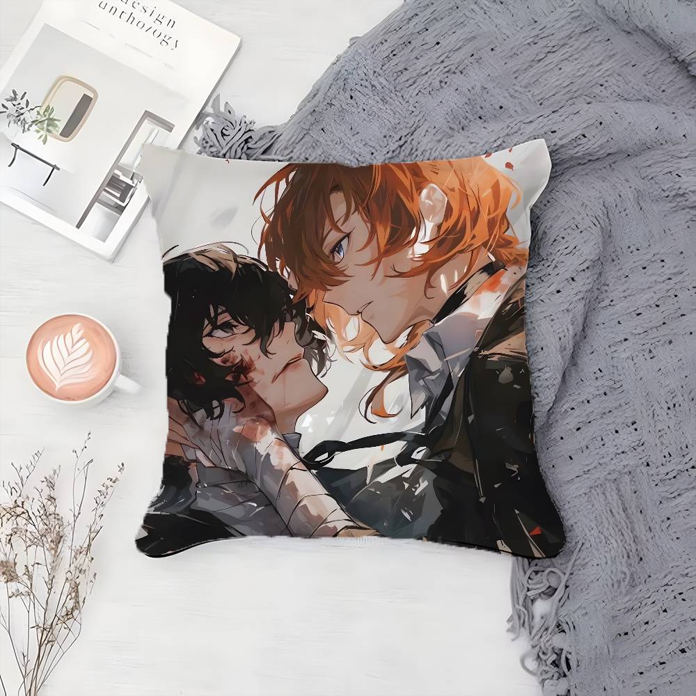 Cartoon B-Bungo Stray Dogs-MT Pillow Case Printing Pillowcase Living Room Sofa Cushion Cover Bedroom Room Decor