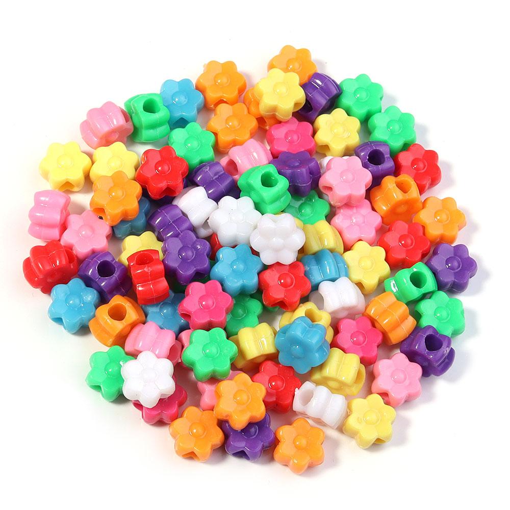 100 Stück Herz Stern Schmetterling Blume Acrylperlen Lose Abstandshalter Perlen mit großem Loch für Schmuckherstellung DIY Armband Halskette