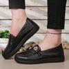 Style Ladies Loafers Ladies Leather Flat Shoes,simple and Classic Mom's Shoes  Anti-slip and Comfortable,free Shipping