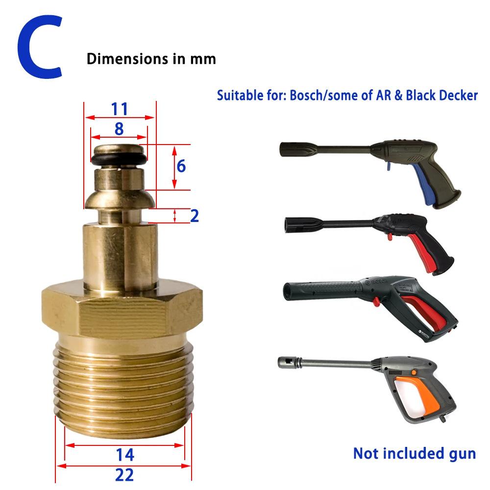 

M22 14mm Adapter Quick Coupling High Pressure Washer Gun Hose Connector Quick Convert Fitting for Karcher Lavor Parkside Bosch