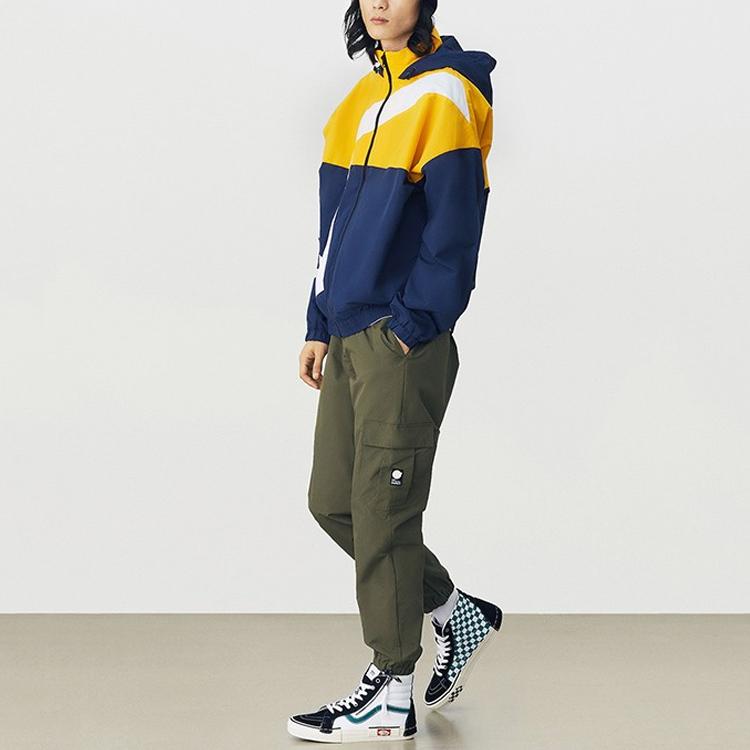 Vans Logo Printed Color Block Hoodie Jacket Men Jackets Dark-Blue VN0A54JBLKZ