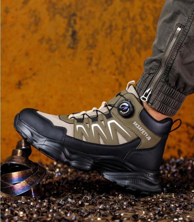 Rotation button Work Safety Men Steel Toe Anti smash puncture Protective Size 47 for Adult Men Suitable for Daily Wear
