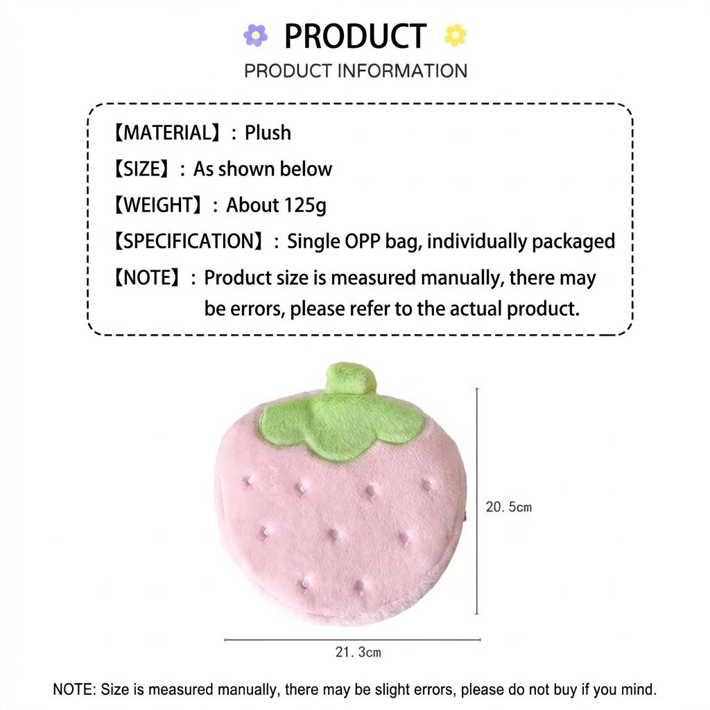 Cute Cosmetic Organizer Soft Multifunctional Toiletries Bag Strawberry Plush Cosmetic Bag Plush Plush Travel Storage Pouch