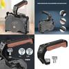 DSLR Wood Handle with 1/4 and 3/8 Threaded Holes Includes Cold Shoe Mounts Adapters for Camera Cage Rig