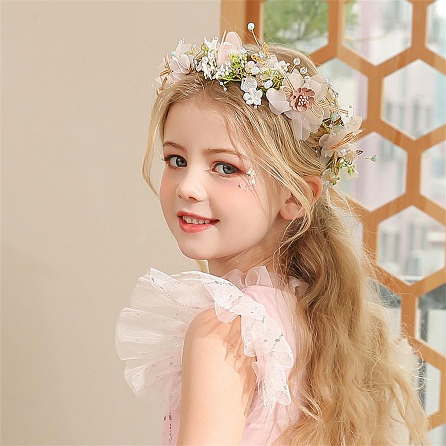 Neue Mode Imitierte Perlen Kronen Mädchen Braut Hochzeit Stirnband Floral Blumen Stirnband für Mädchen Erwachsene Böhmische Haaraccessoires