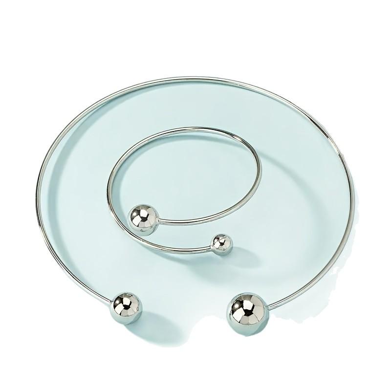 Minimalistisches Geometrisches Kreis Choker & Ring Set - Europäische & Amerikanische Mode