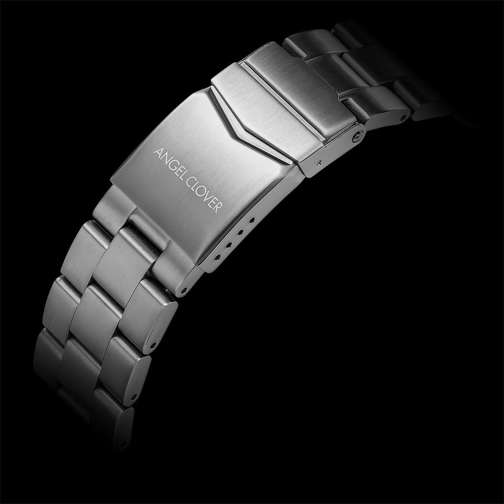 AngelClover MONDO SOLAR Men's Watch, NLUS44SSV-RE, 100m Water Resistant, Mineral Glass, Navy Dial, Stainless Steel, Silver