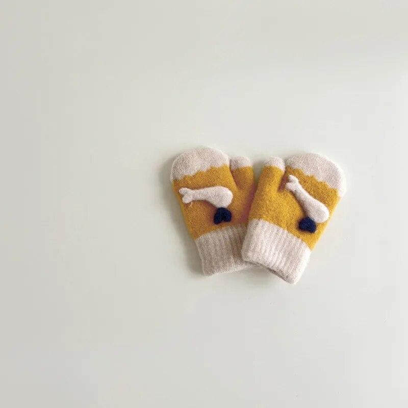 Kawaii Baby Fäustlinge Schöne Cartoon Tier Wal Handschuh für Kleinkind Junge Mädchen Herbst Winter Verdicken Plüsch Kinder Handschuh Wärmer Zeug