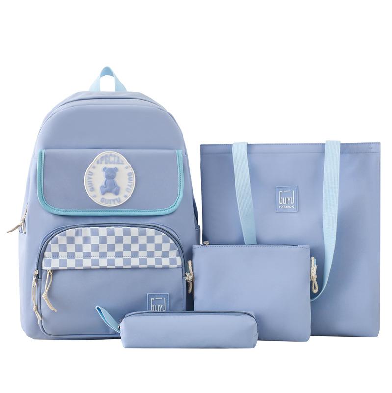 Four-Piece Backpack Set Campus Schoolbag Middle School Students' Light Large Capacity Computer Bag