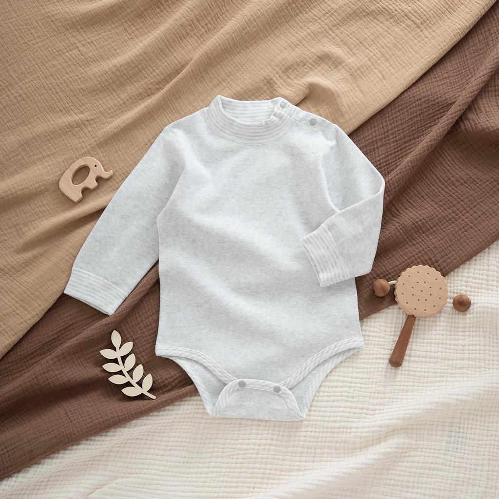 Warm Baby Bodysuit - Autumn/Winter Long Sleeve Velvet Romper with High Neck for Boys & Girls