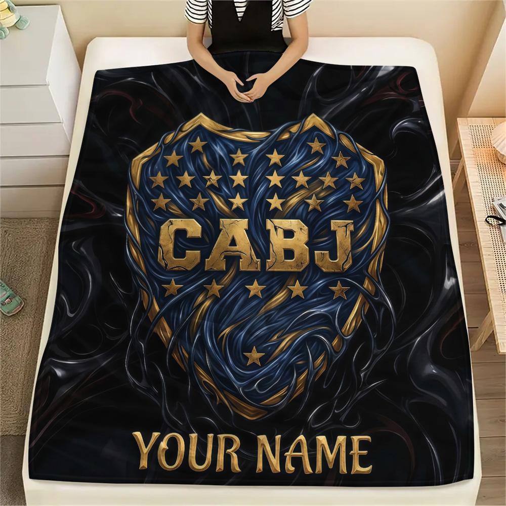 Custom Name Boca Juniors Flannel Blanket, High quality Comfortable for All Seasons, Home Decor, Warmth and Comfort