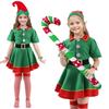 Santa Claus Kids Christmas Santa Kids Santa Spirit Cute Green Santa Halloween Sizes Set Elf Christmas Polka Dot 1 Red Hand 1 Green Hand [Tumao]