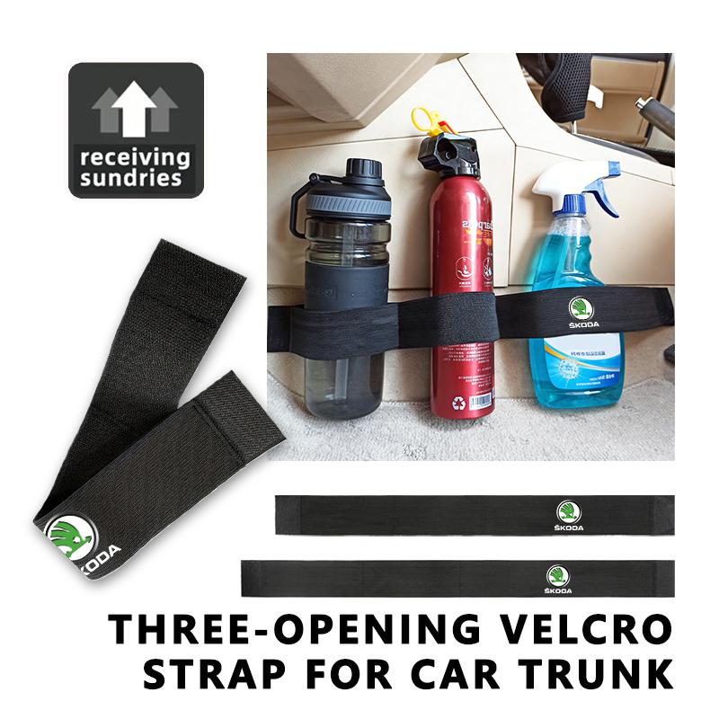 KEOW9 For Skoda Car Trunk Organizer Elastic Fixing Strap Storage Bracket Velcro Strip Auto Accessories Fabia Kamiq Superb Scala