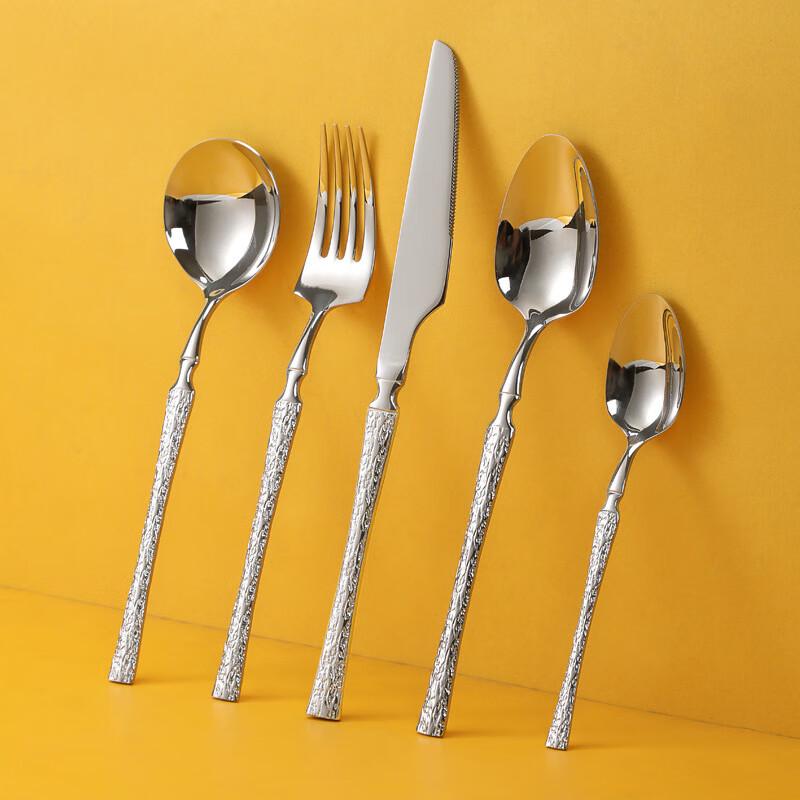 ZISIZ 304 Edelstahl Rindenstruktur Besteckset