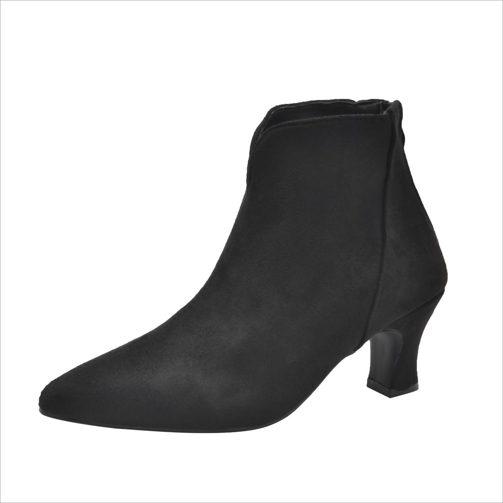 Women Luxury Pointed Toe Ankle Boots Fad Mid Heels Suede Shoes Winter Leather Shoes 2025 Trend Office Shoes Chelsea Botas Mujer