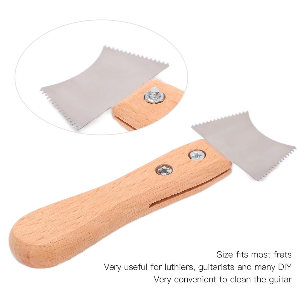 Guitar Frets Scraper Guitar Slot Saw Blade Guitar Slot Saw Blade Frets Cleaning Knife Beech Handle Tools for Music Instrument