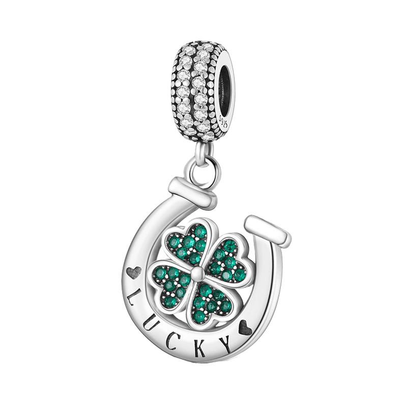 Grüne Farbe Charms Fit Armbänder 925 Silber Avocado Klee Perle Kaktus Chamäleon Zirkon DIY Schmuck Charme