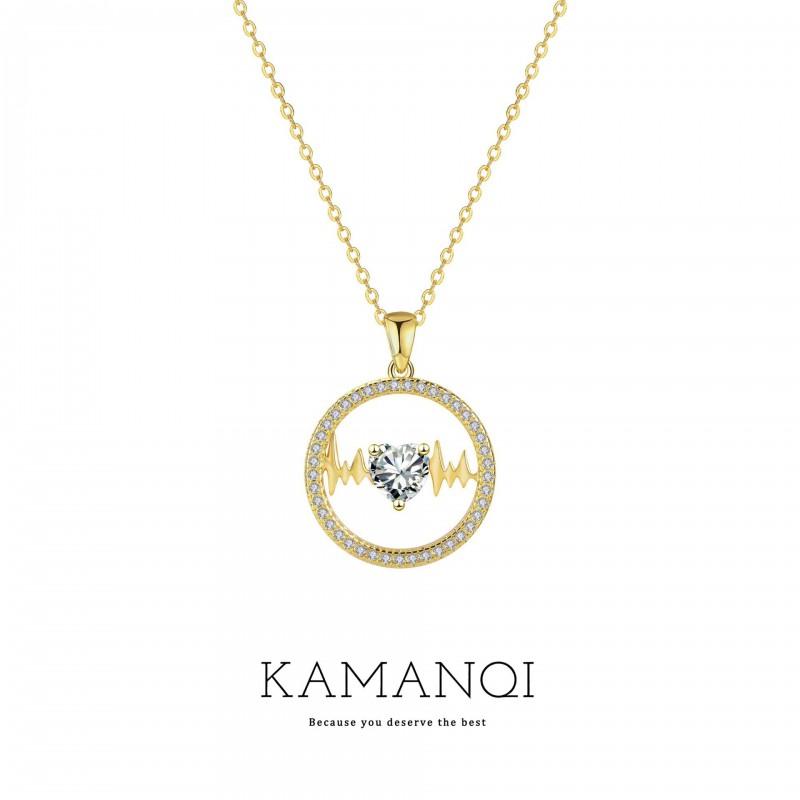 Elegant Gold-Toned Heart Pendant Necklace Women Geometric Design Delicate Clavicle Chain Real Gold Plated Copper Daily Gold
