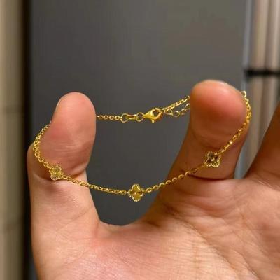 Luxurious Golden Four Leaf Clover Triple Flower Bracelet for Women Unique Design Versatile High End Feel Hand Jewelry