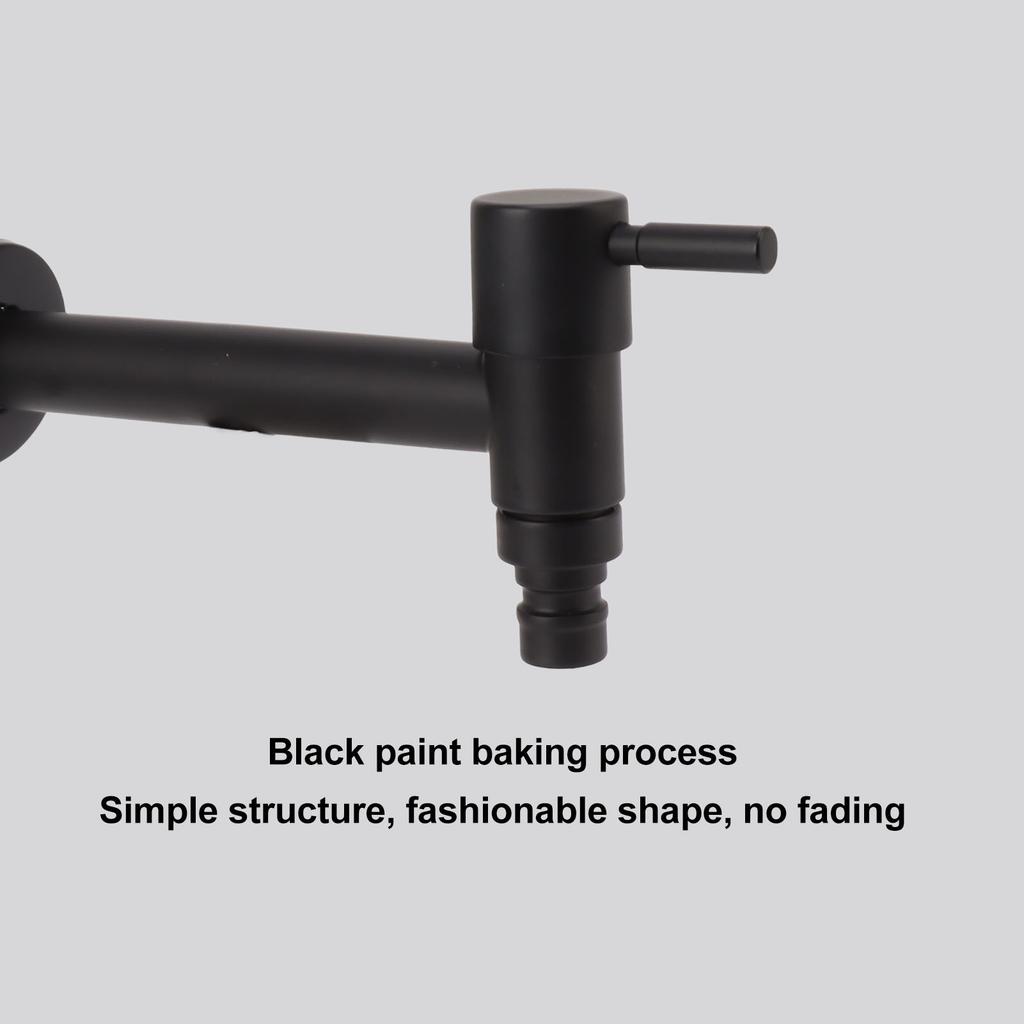 G1Celsius2 Wall Mounted Cold Water Tap 304 Stainless Steel Single Handle Cold Faucet Bathroom Garden Faucet Tap Black