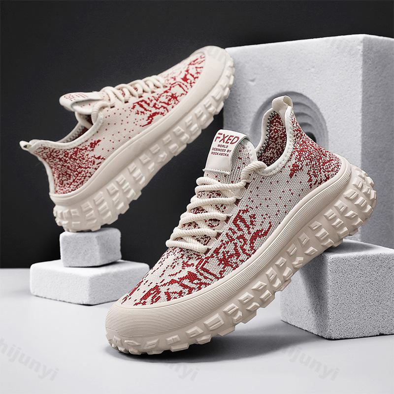 Fashion 2025 Men's Summer Breathable Mesh Shoes Versatile Thick Soled Sport Casual Shoes Korean Version Fashion Trend Fly Weave Sneakers