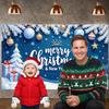 Holiday Backdrop White Snowy Merry Christmas Banner Festive Background Gift Box Ornament Holiday Season Display For Home Party
