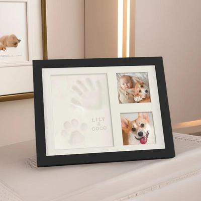 Baby Hand and Footprint Frame with Inkpad - First Birthday, Hundred Days, Full Moon Gift, Modern Minimalist Style