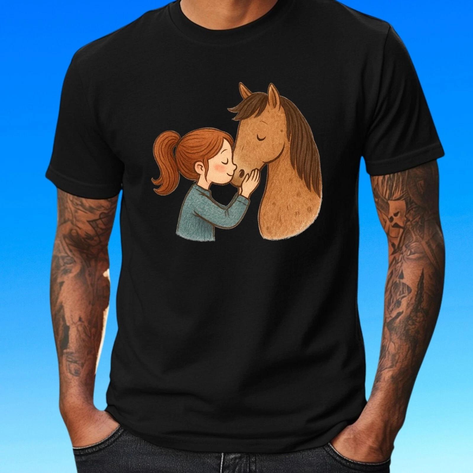 T-Shirt Herren Mädchen mit Pferd Motiv Baumwolle Größe S bis 5XL XXL