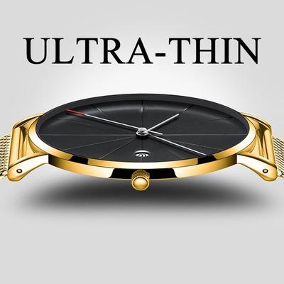 Mode Herrenuhren Luxus Business Herrenuhr Herren Sport Casual Quarz-Armbanduhr Edelstahl Mesh-Armband Ultradünnes Zifferblatt Datumsuhr