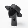 Spring and Summer New Simple Light Board Black Straw Straw Flat Top Hat Sun Protection Sunshade Travel Flat Straw Hat