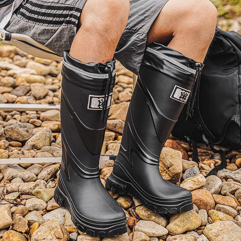 

Модные универсальные высокие мужские резиновые сапоги-трубы, водонепроницаемые и нескользящие, резиновые сапоги, рыбацкие и для мытья машин 40