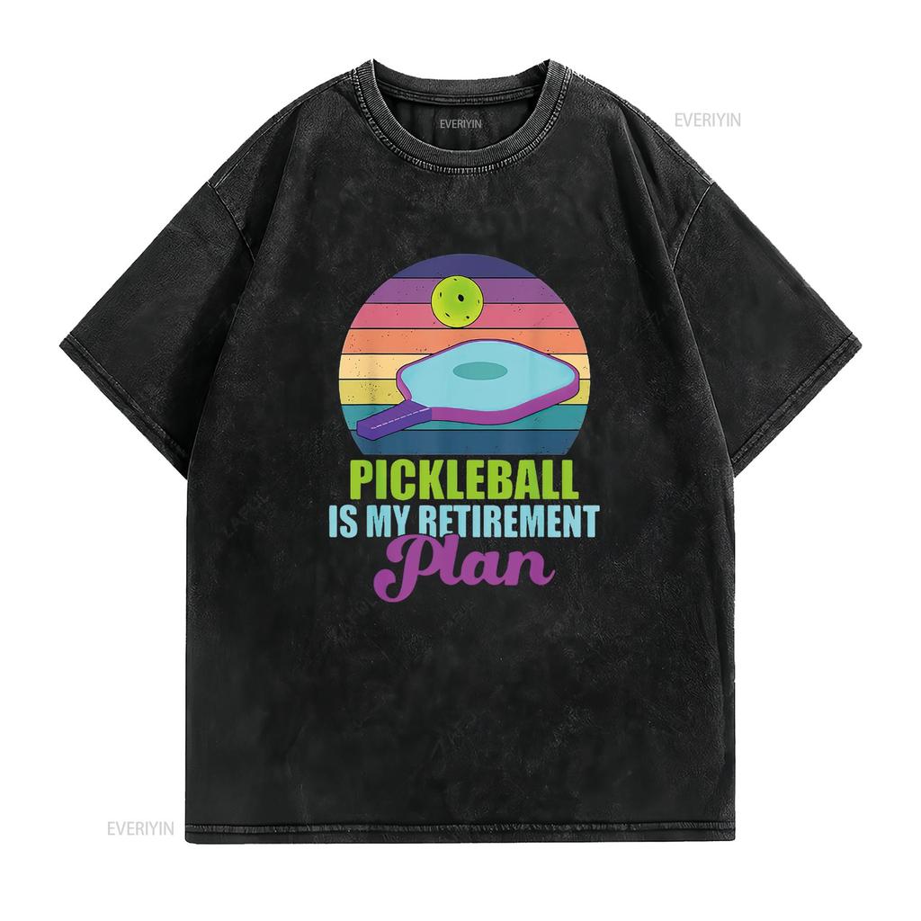 Womens Funny Retirement Pickleball Apparel Pickle Ball T Shirt White Small vintage Washed fashion streetwear