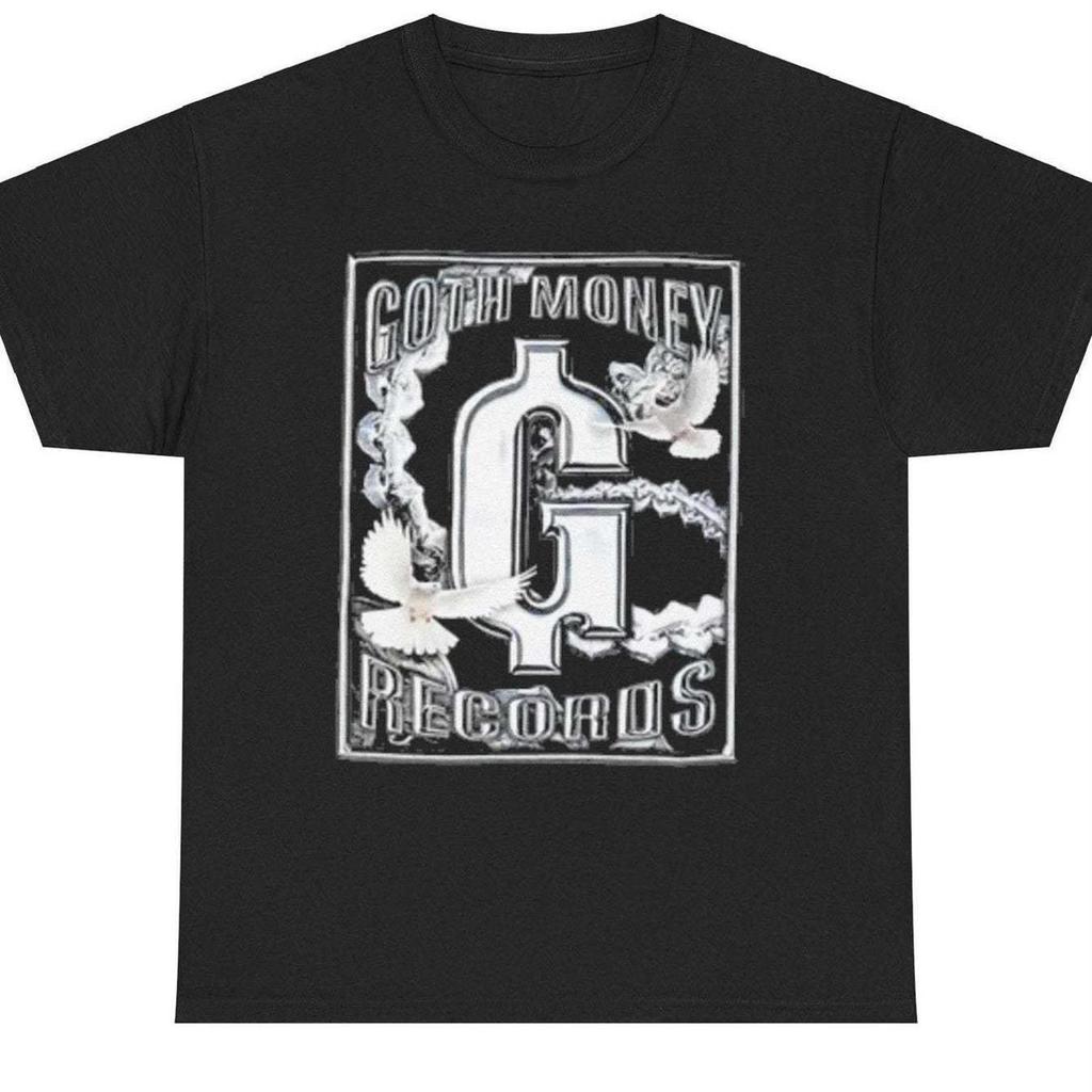 Black Kray Goth Money Tee Shirt Goth Money Records Graphic Print with Dollar Sign Smoke Design Regular Fit Short Sleeve