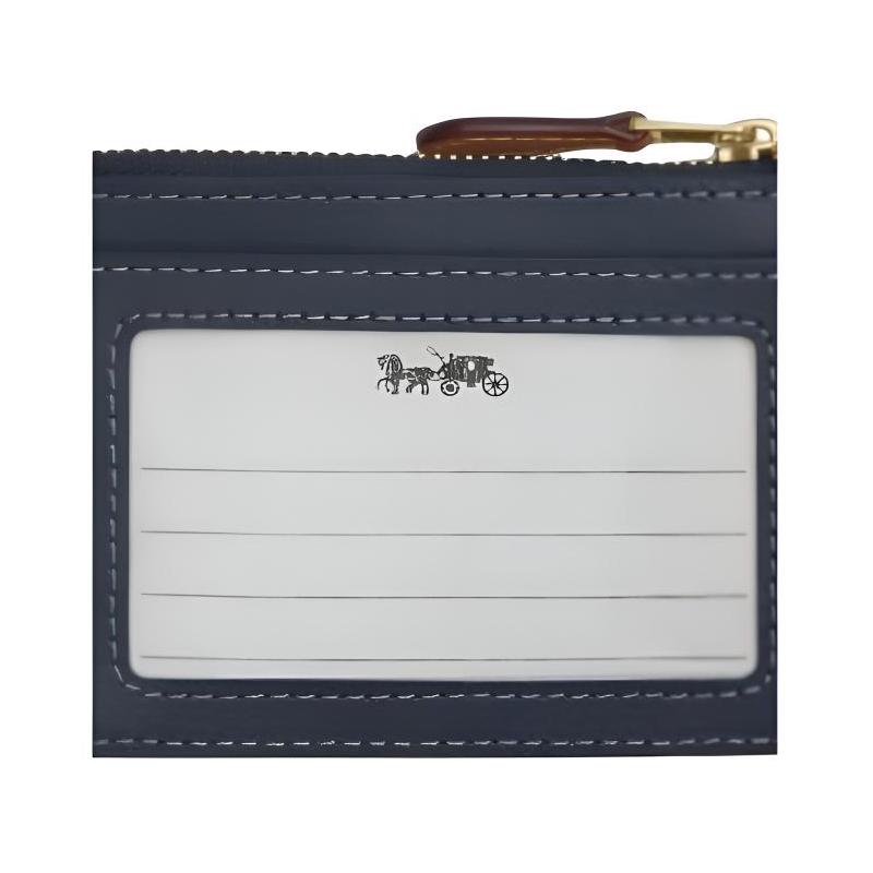 Coach 11 Reißverschluss, Stoff und Spaltleder und Kunststoff, Kartenhalter, Mini, Unisex-Paarstil, indigoblau indigoblau