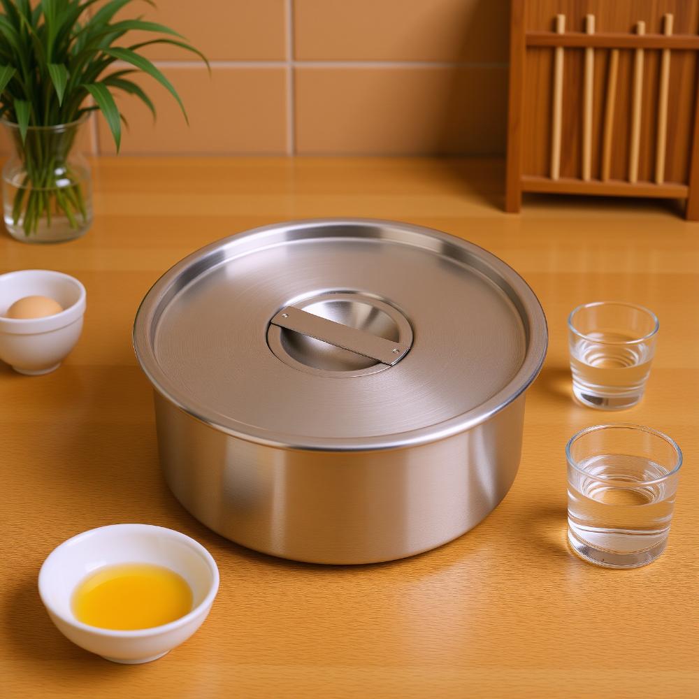 Round Deep Bowl Steaming Bowl Rustless Steel Food Container Metal Bowl Egg Custard Making