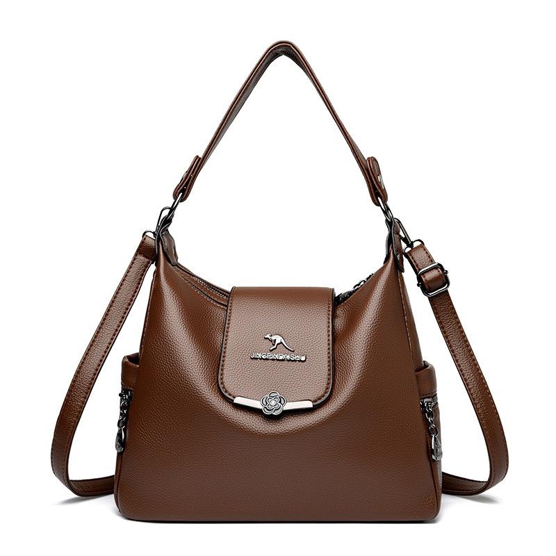 Retro Women's Bag Temperament, Versatile Soft Leather Texture Shoulder Bag, Large Capacity Can Be Carried Crossbody Mother Bag